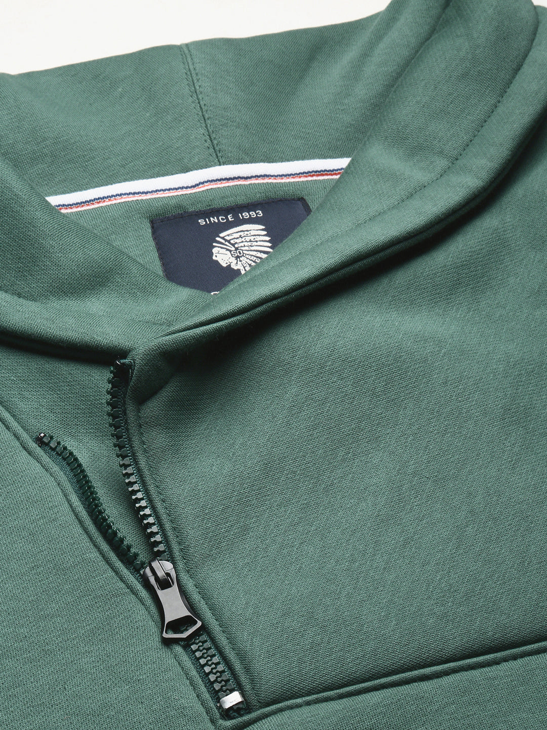 Men Green Shirt Collar Solid Sweatshirt