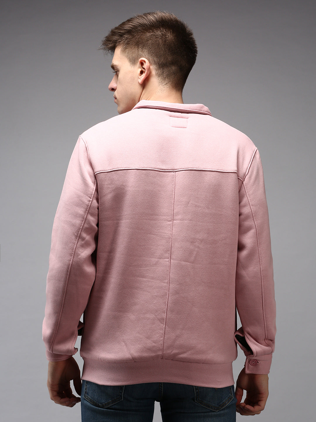 Men Pink Solid Sweatshirt