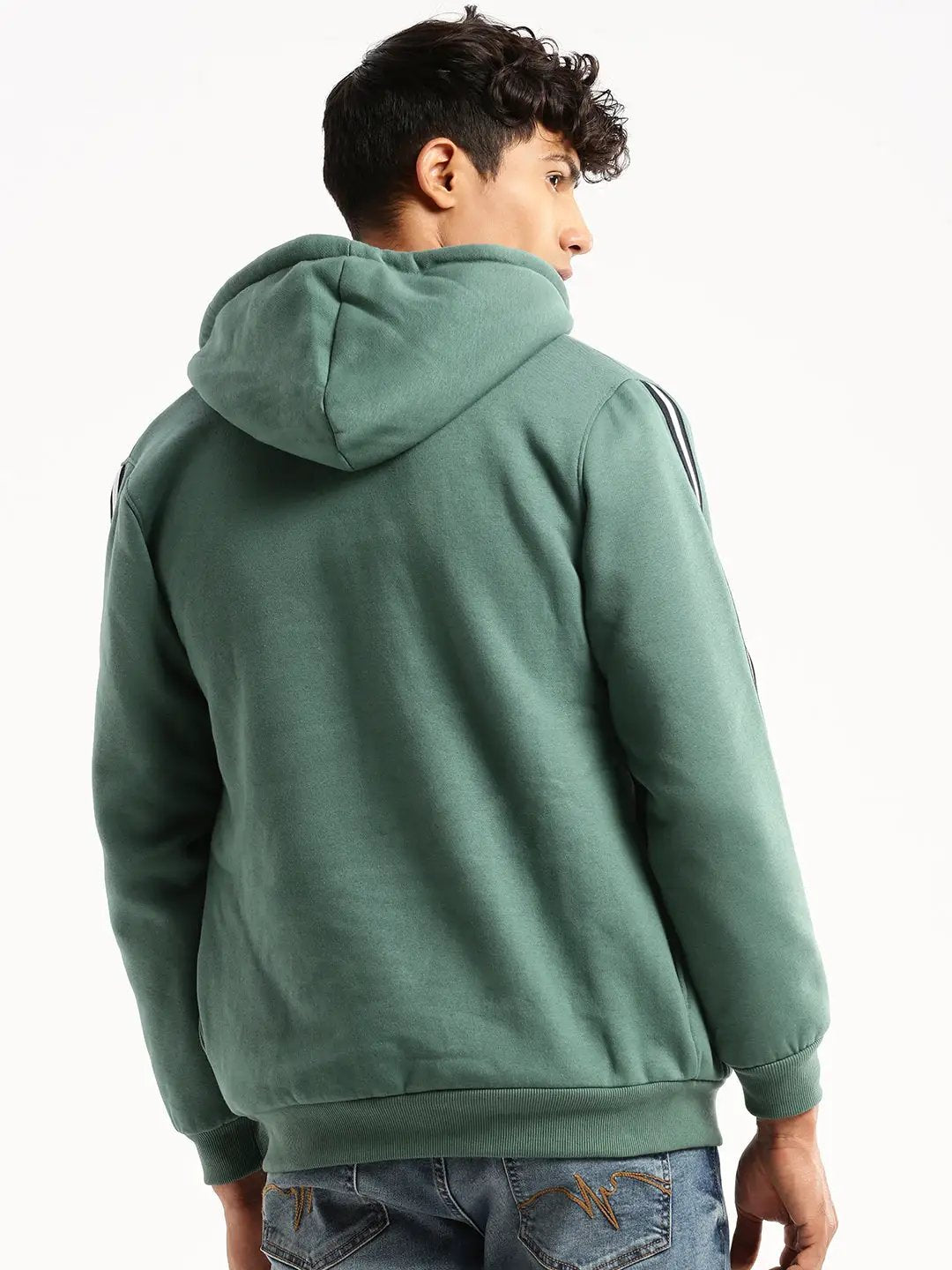 Men's Green Hooded Typography Sweatshirt
