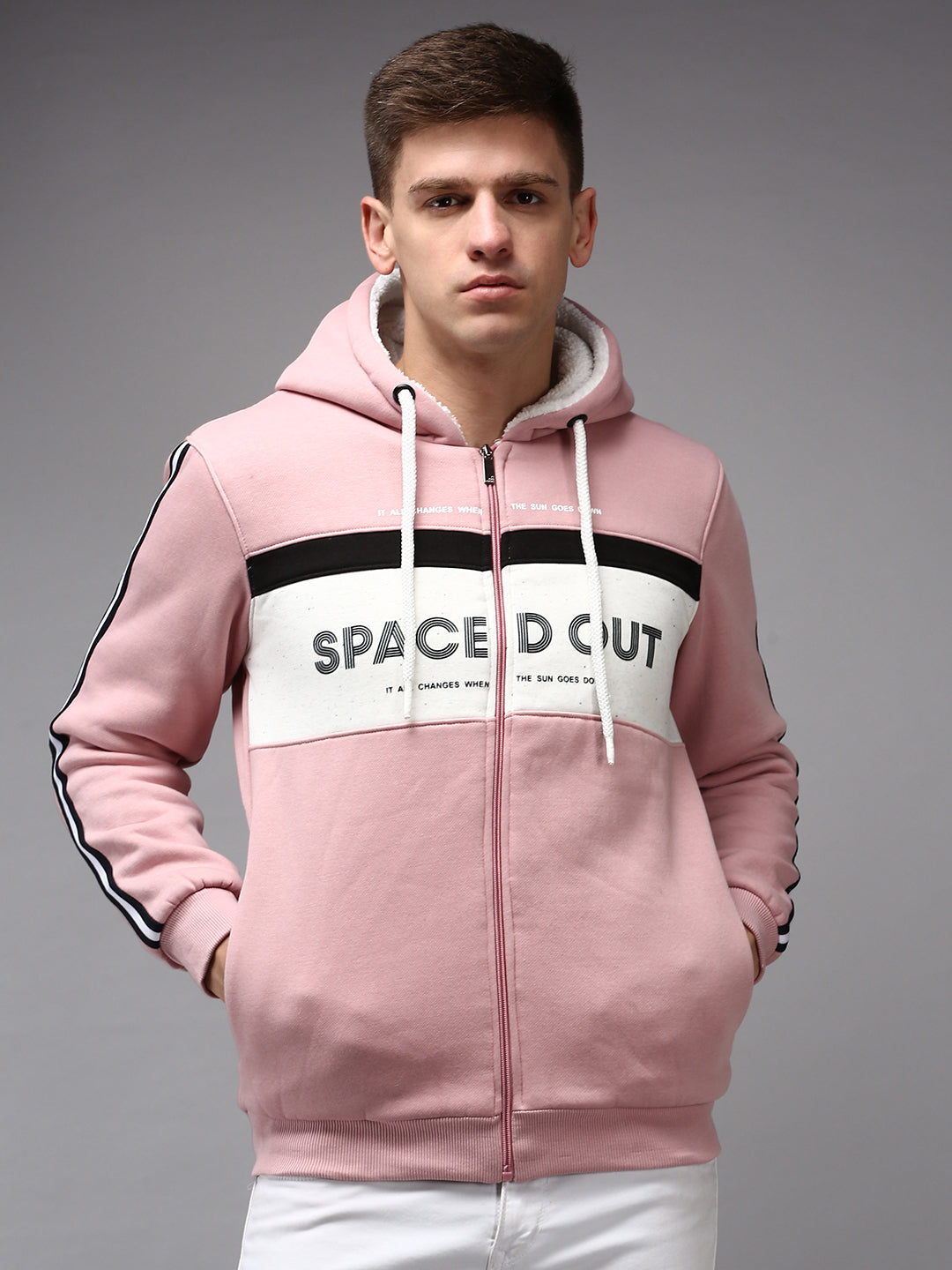 Men Pink Colourblock Sweatshirt