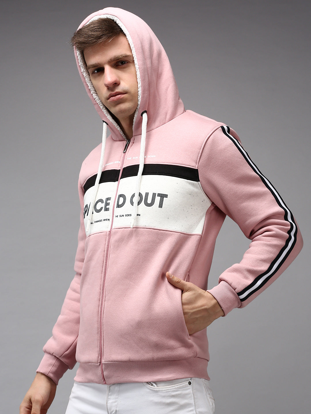 Men Pink Colourblock Sweatshirt