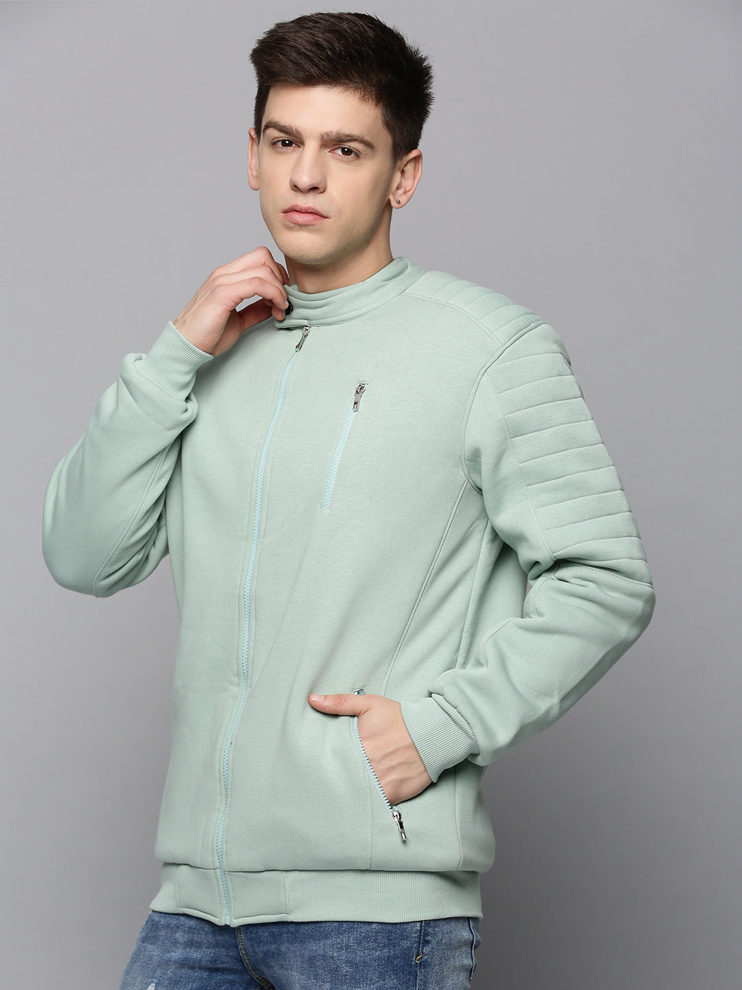Men's Green Solid Sweatshirt