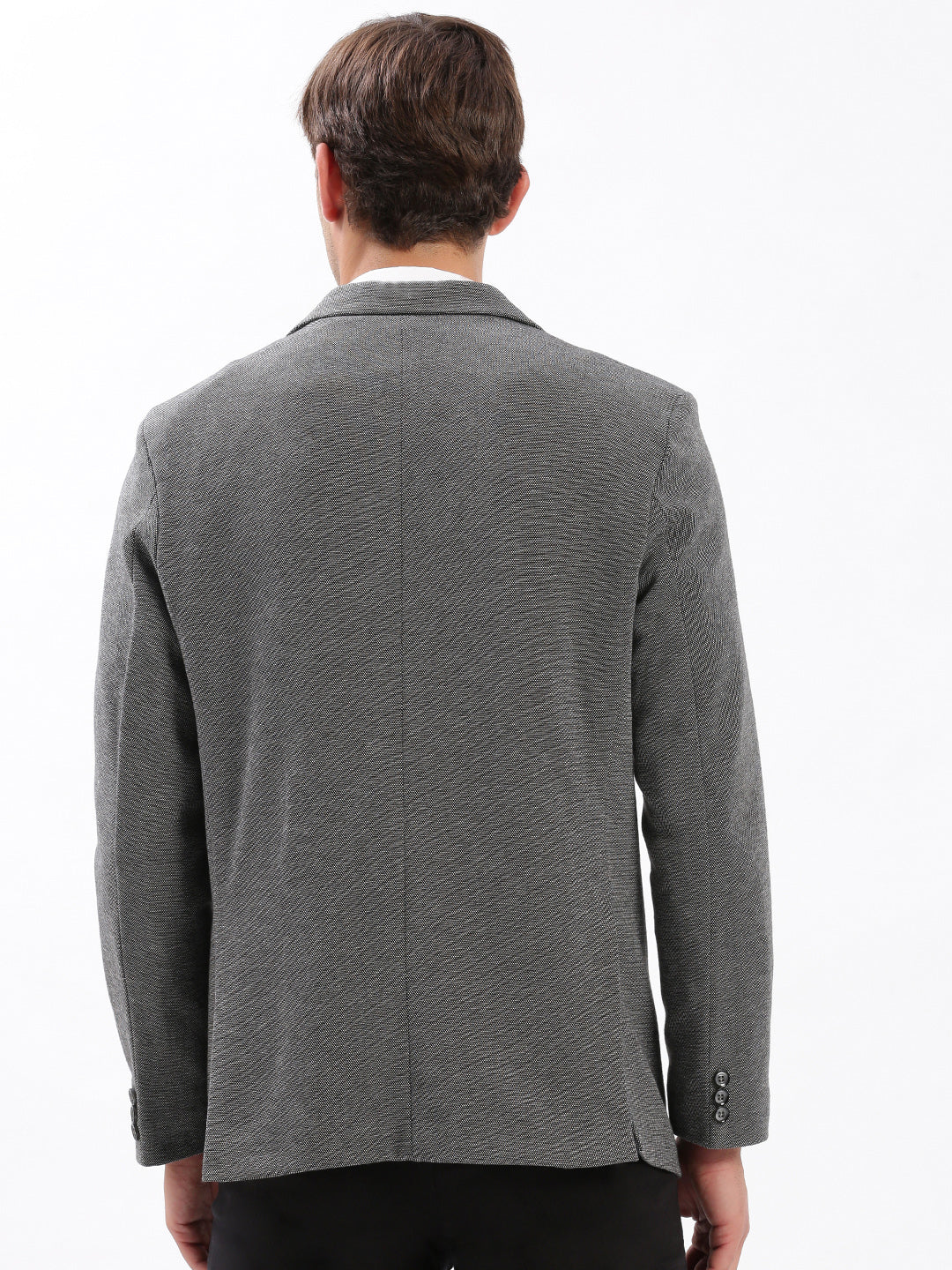 Men Notched Lapel Solid Grey Blazer