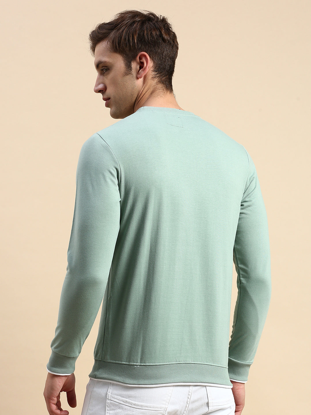 Men's Green Solid Casual Sweatshirt