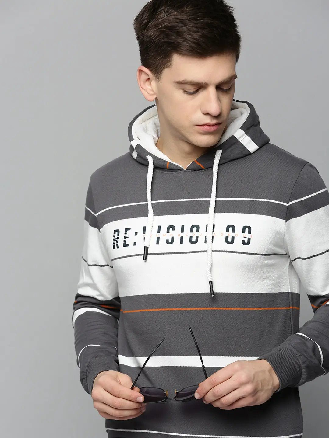 Men's Grey Striped Sweatshirt