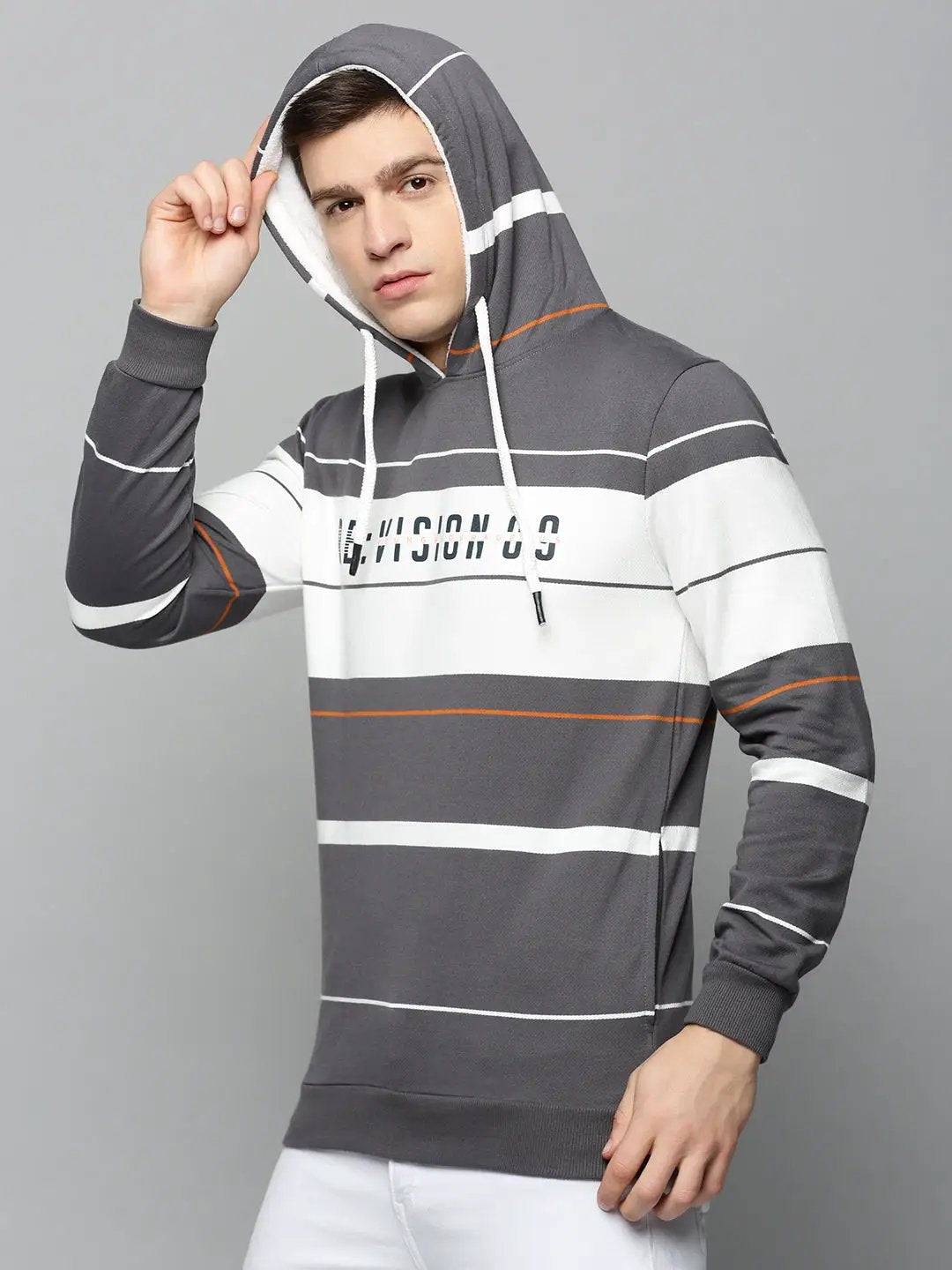 Men's Grey Striped Sweatshirt