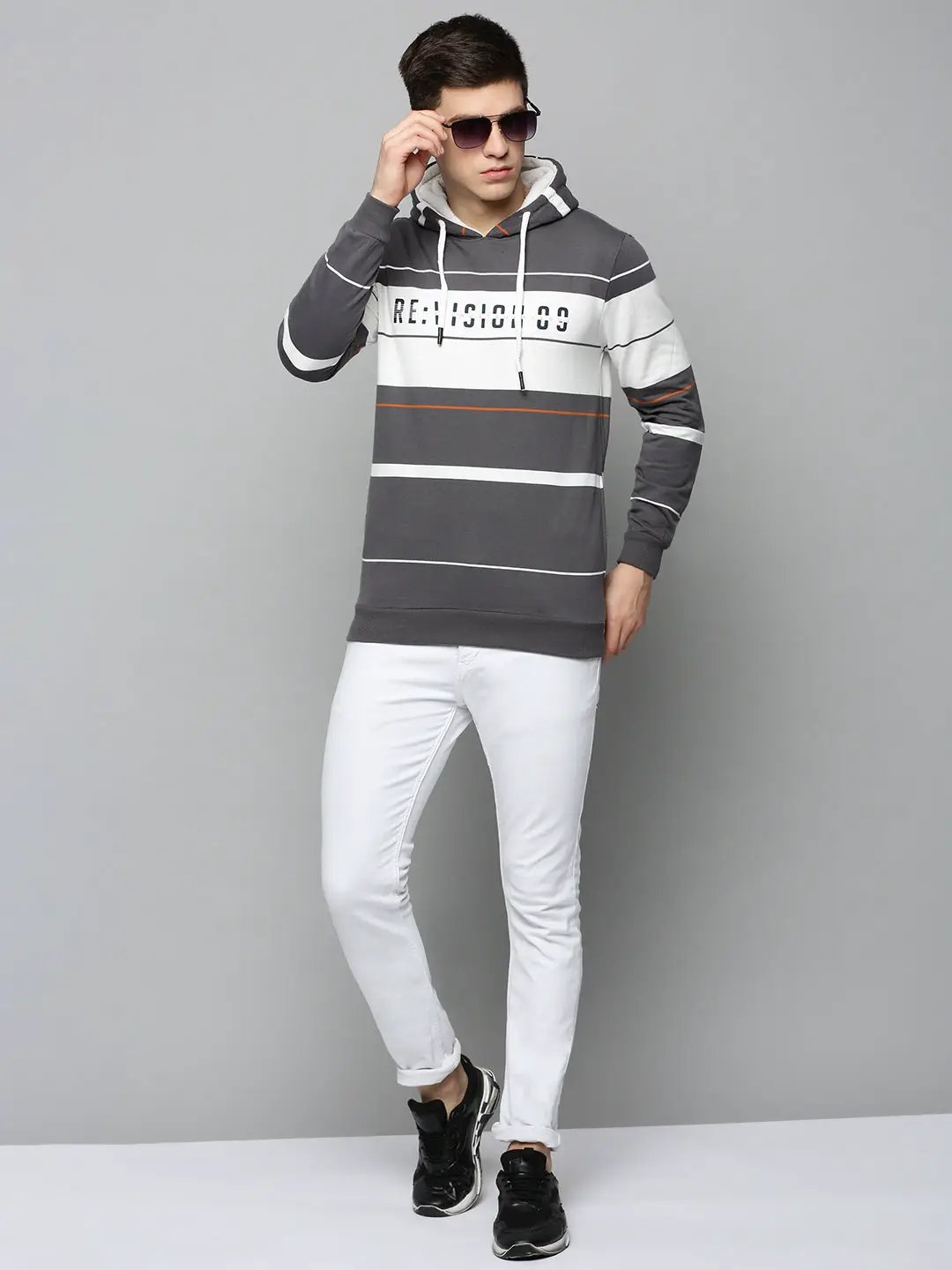 Men's Grey Striped Sweatshirt