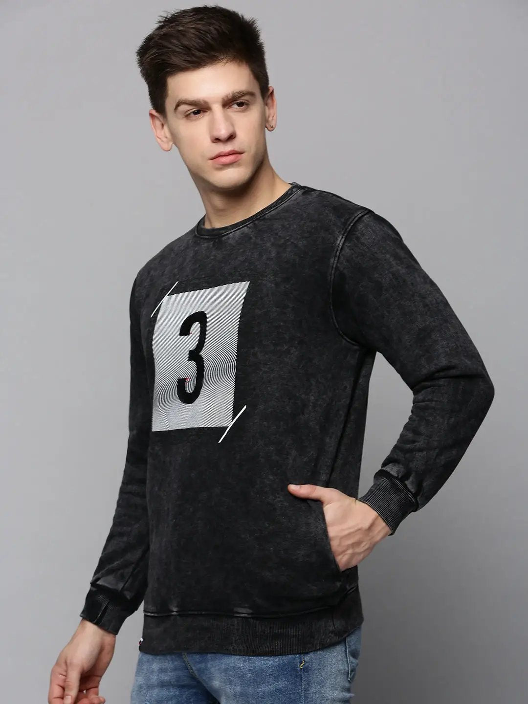 Men's Grey Printed Sweatshirt