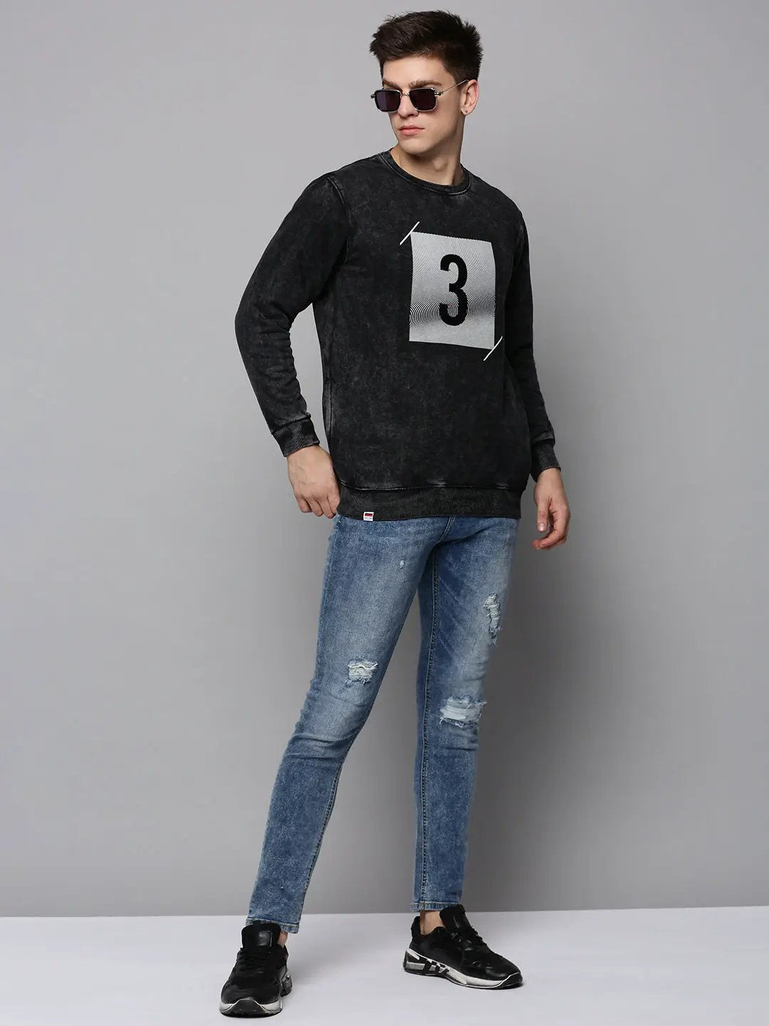 Men's Grey Printed Sweatshirt