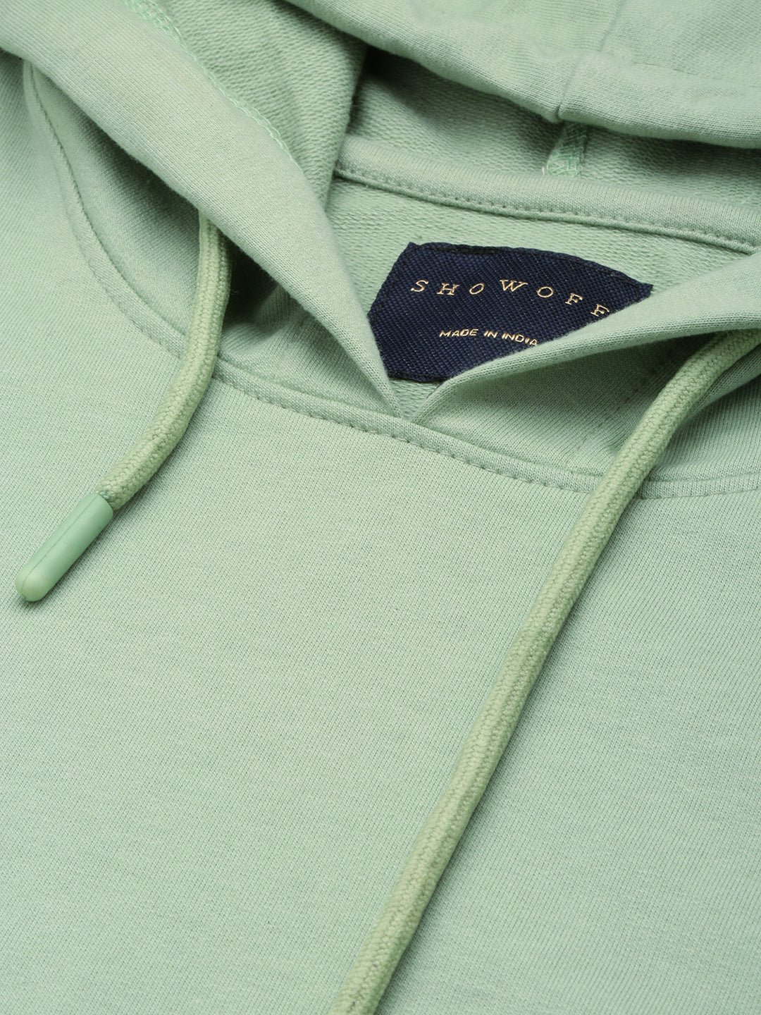 Men Green Solid Casual Hoodie