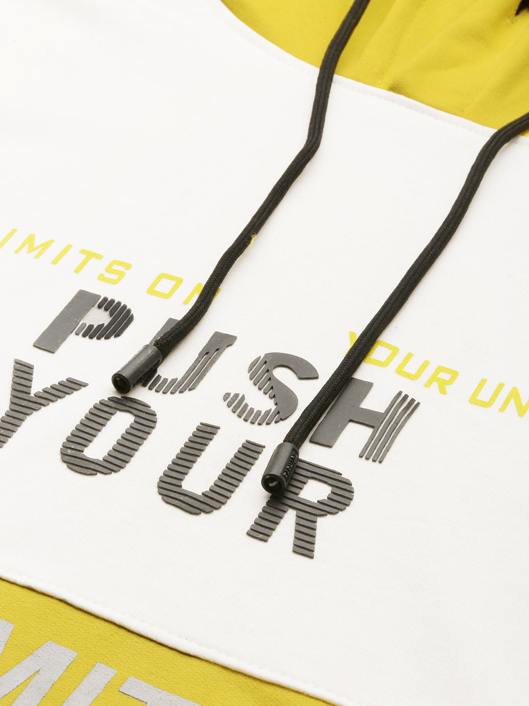 Men's Yellow Colourblock Casual Hoodie