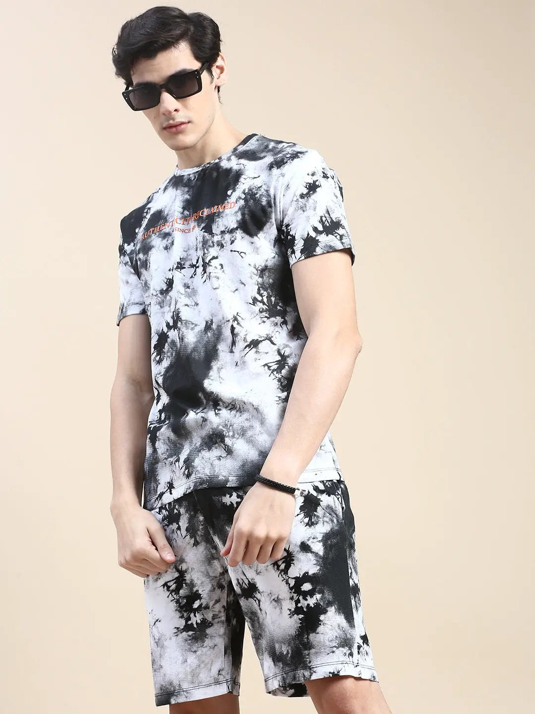 Men's White Tie Dye Casual Co-Ords Set
