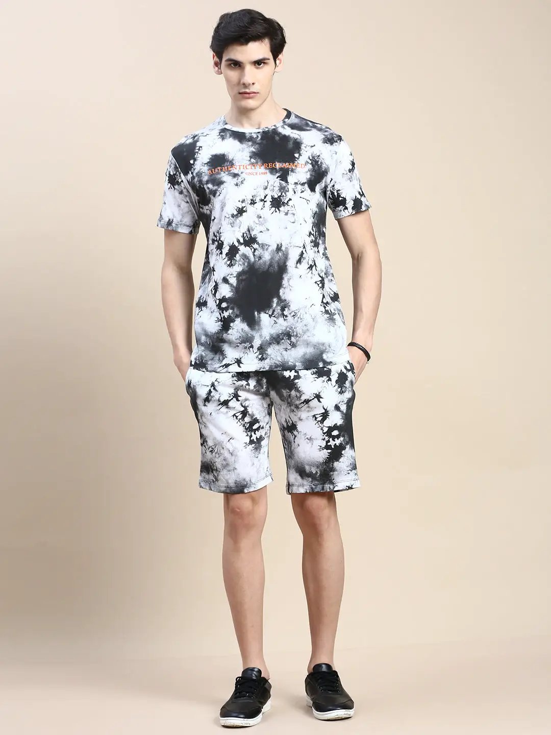Men's White Tie Dye Casual Co-Ords Set