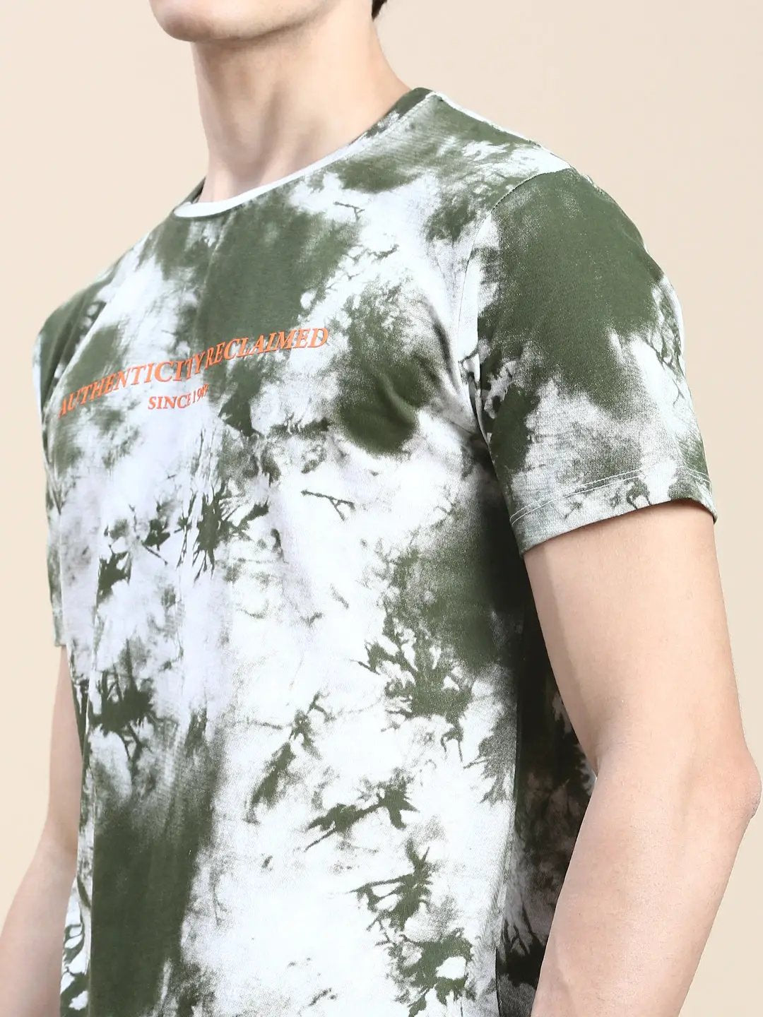 Men's White Tie & Dyed Short Sleeves Slim-Fit Co-Ords Set
