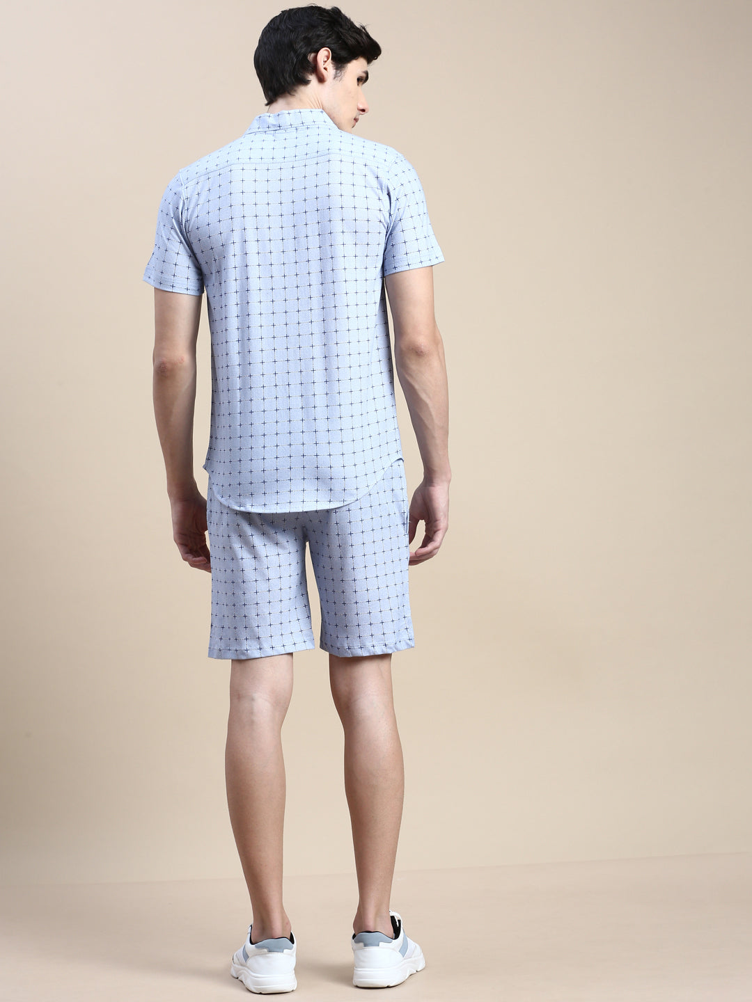 Men's Blue Printed Casual Co-Ords Set