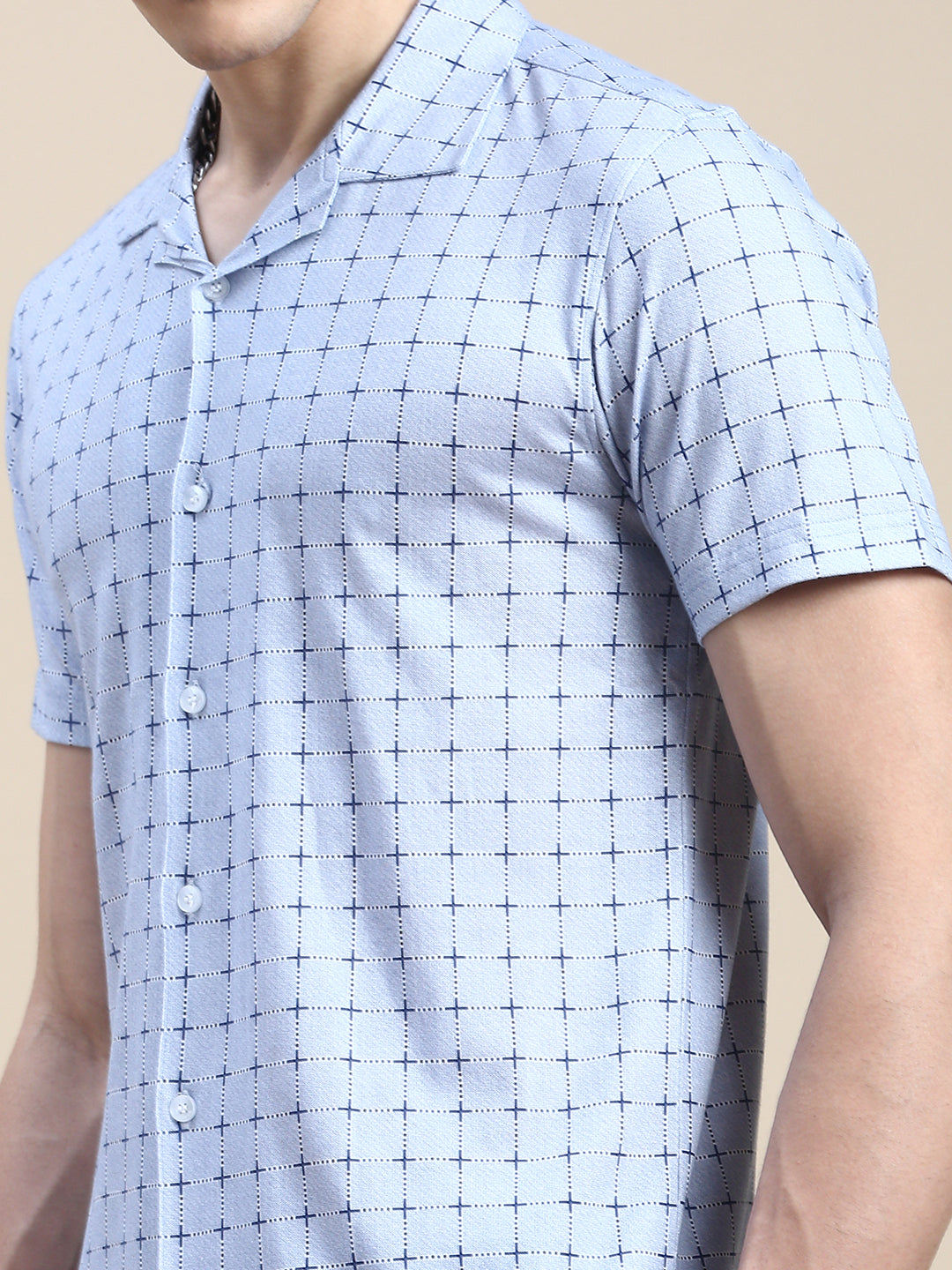 Men's Blue Printed Casual Co-Ords Set
