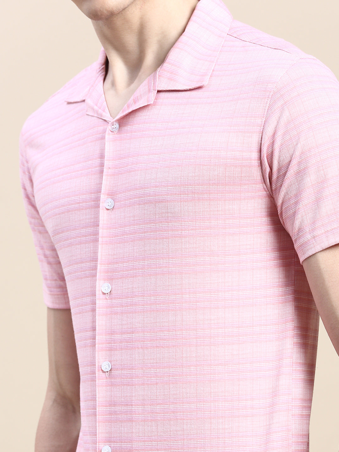 Men Pink Checked Casual Co ord Set