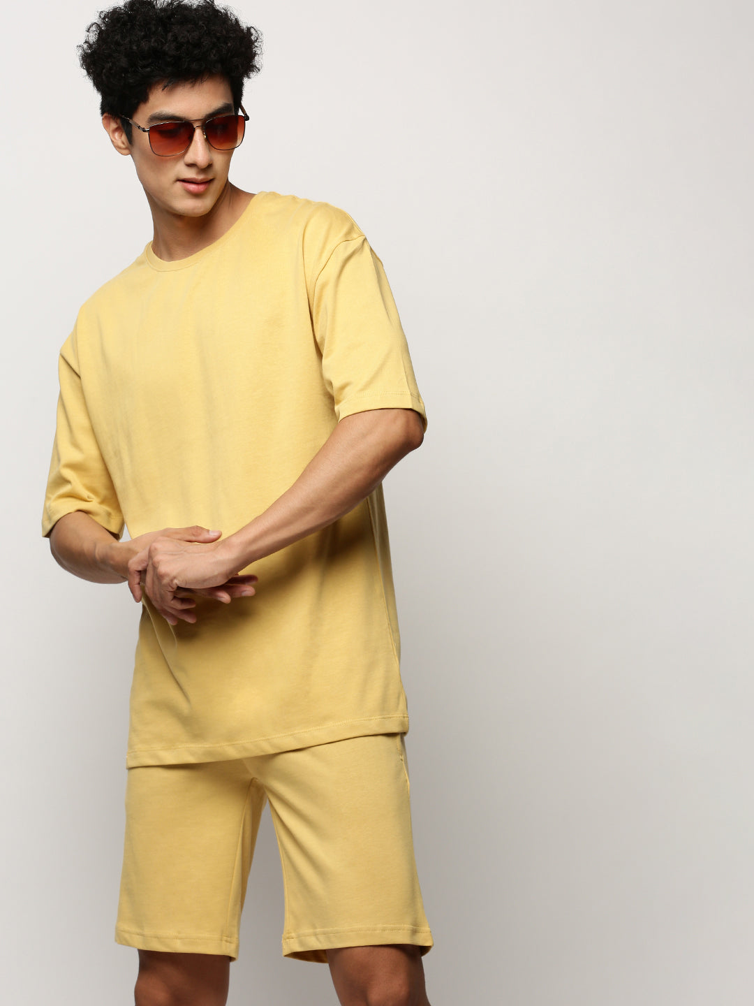 Men Yellow Solid Casual Co ords