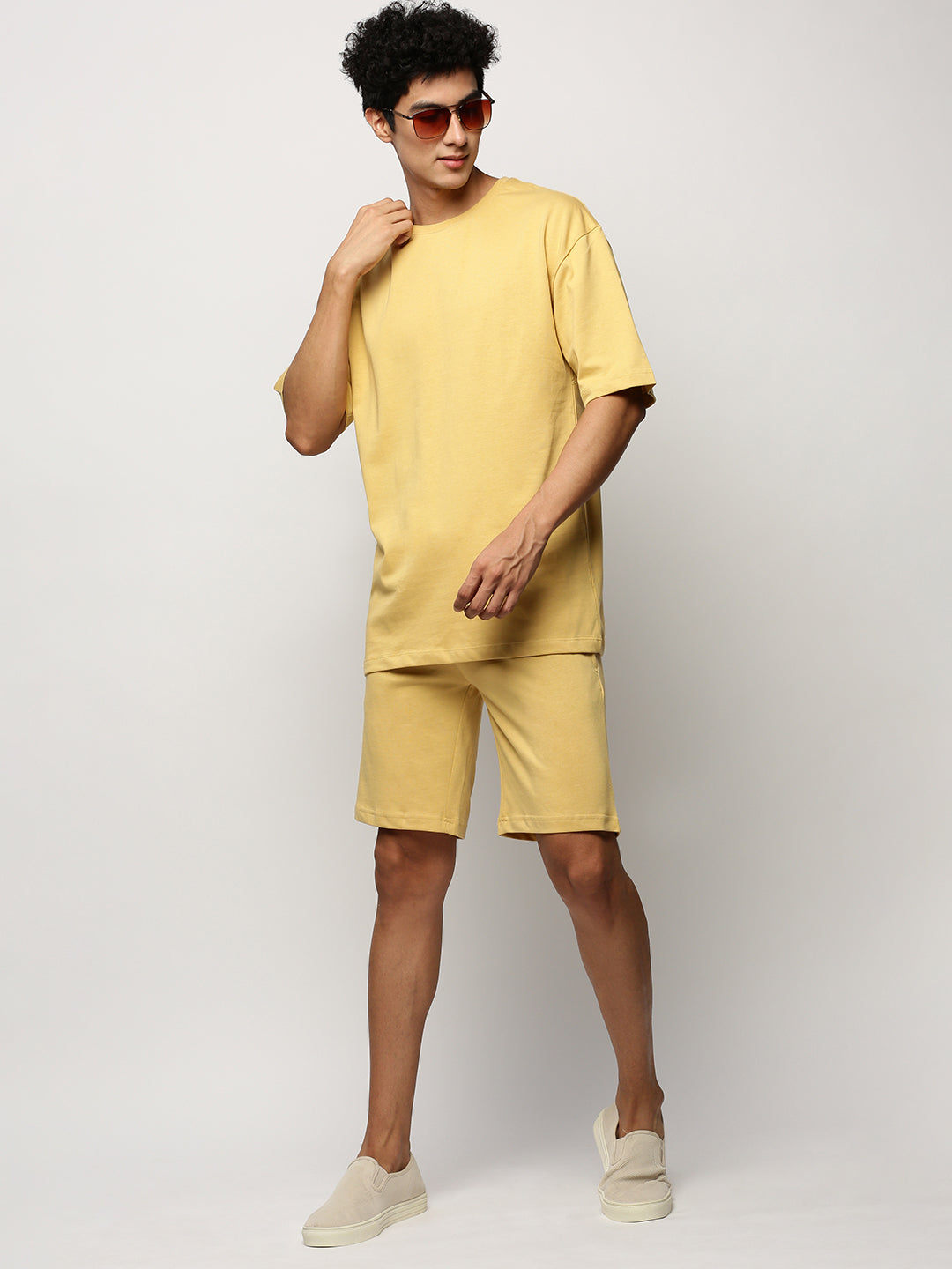 Men Yellow Solid Casual Co ords