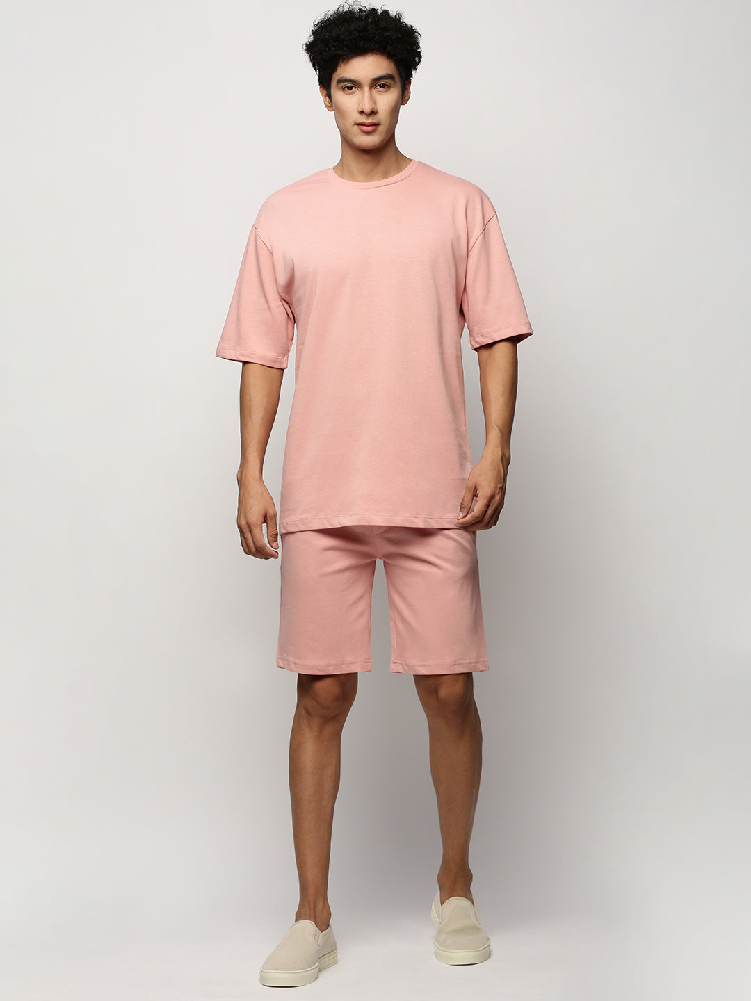 Men Peach Solid Casual Co ords