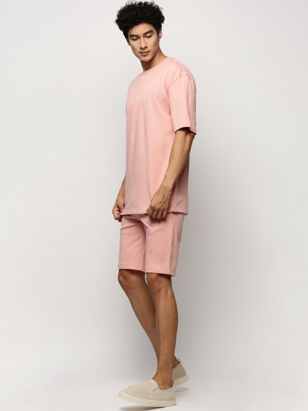 Men Peach Solid Casual Co ords