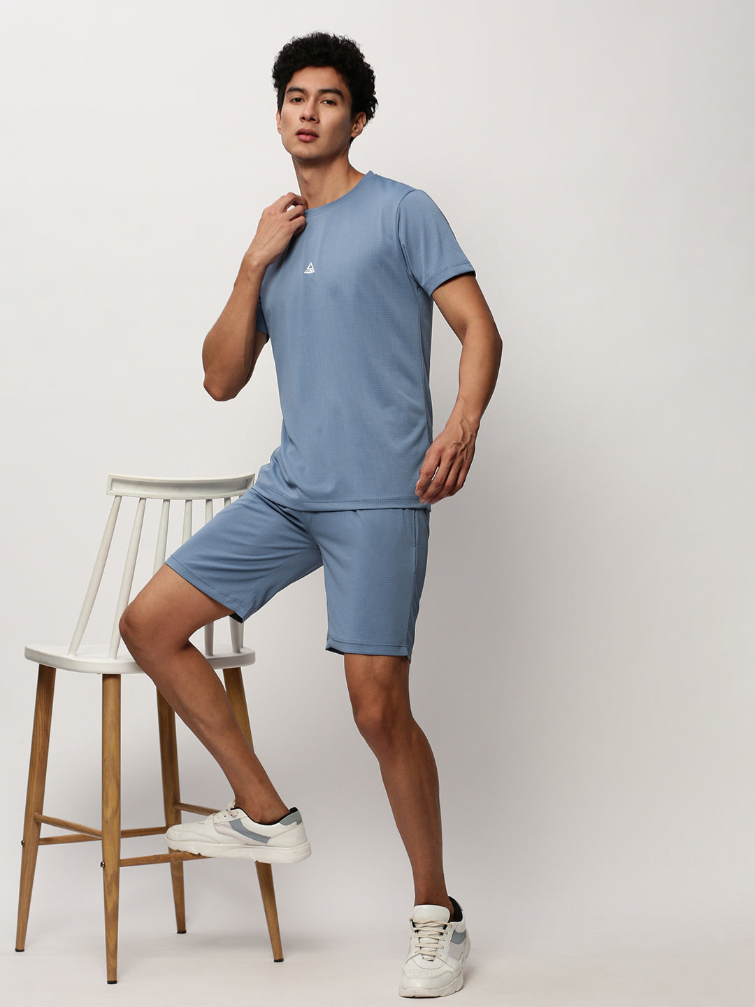 Men's Blue Round Neck Short Sleeves T-Shirt & Shorts Co-Ords Set