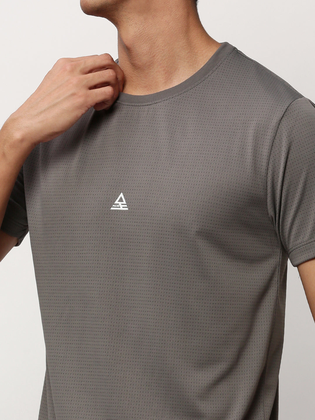 Men's Grey Self Design Round Neck T-Shirt & Shorts Co-Ords Set