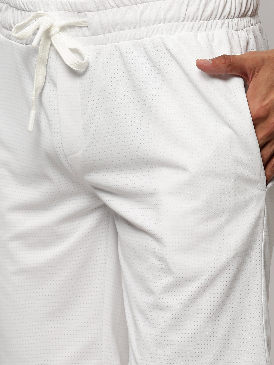 Men's White Self Design T-Shirt & Shorts Co-Ords