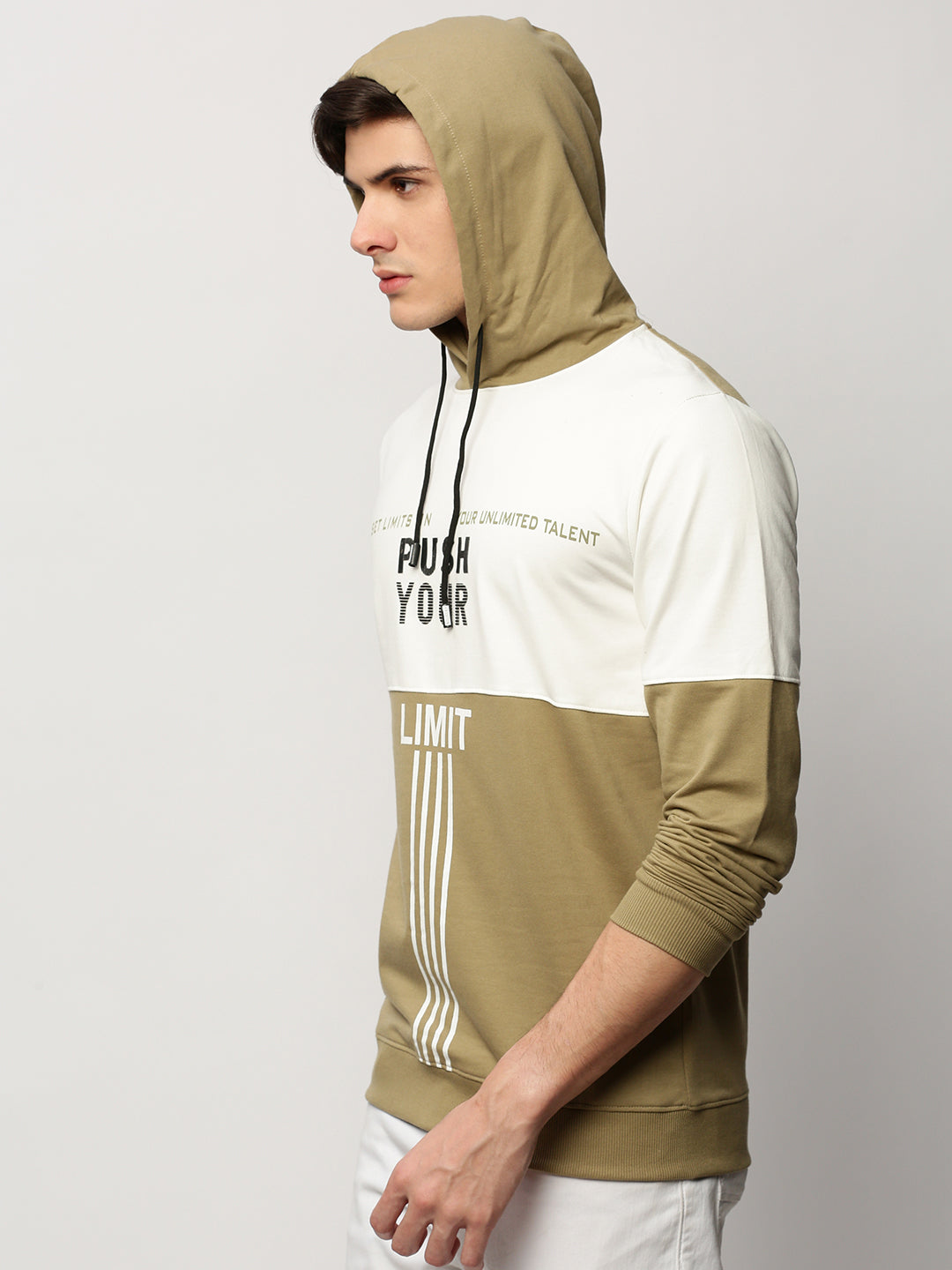 Men Khaki Graphics Casual Sweatshirts