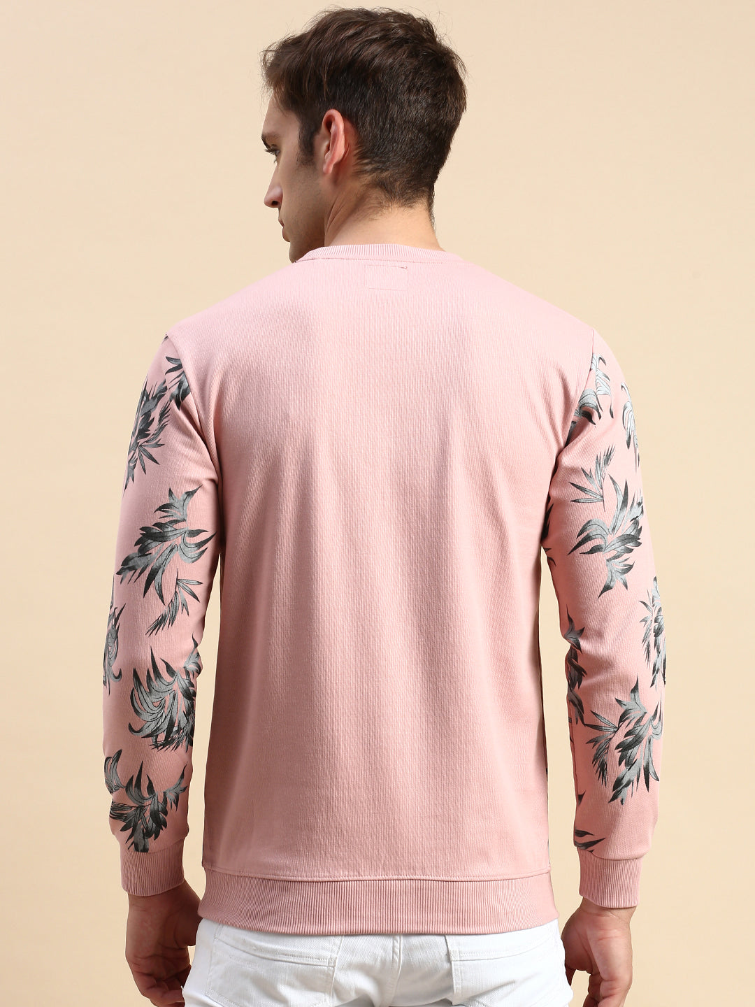 Men's Pink Printed Casual Sweatshirt