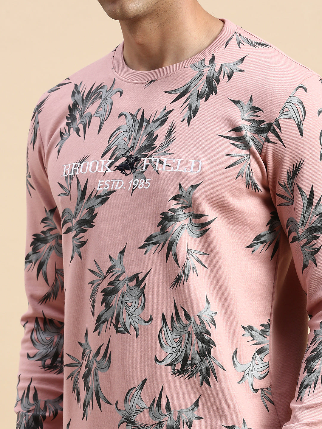 Men's Pink Printed Casual Sweatshirt