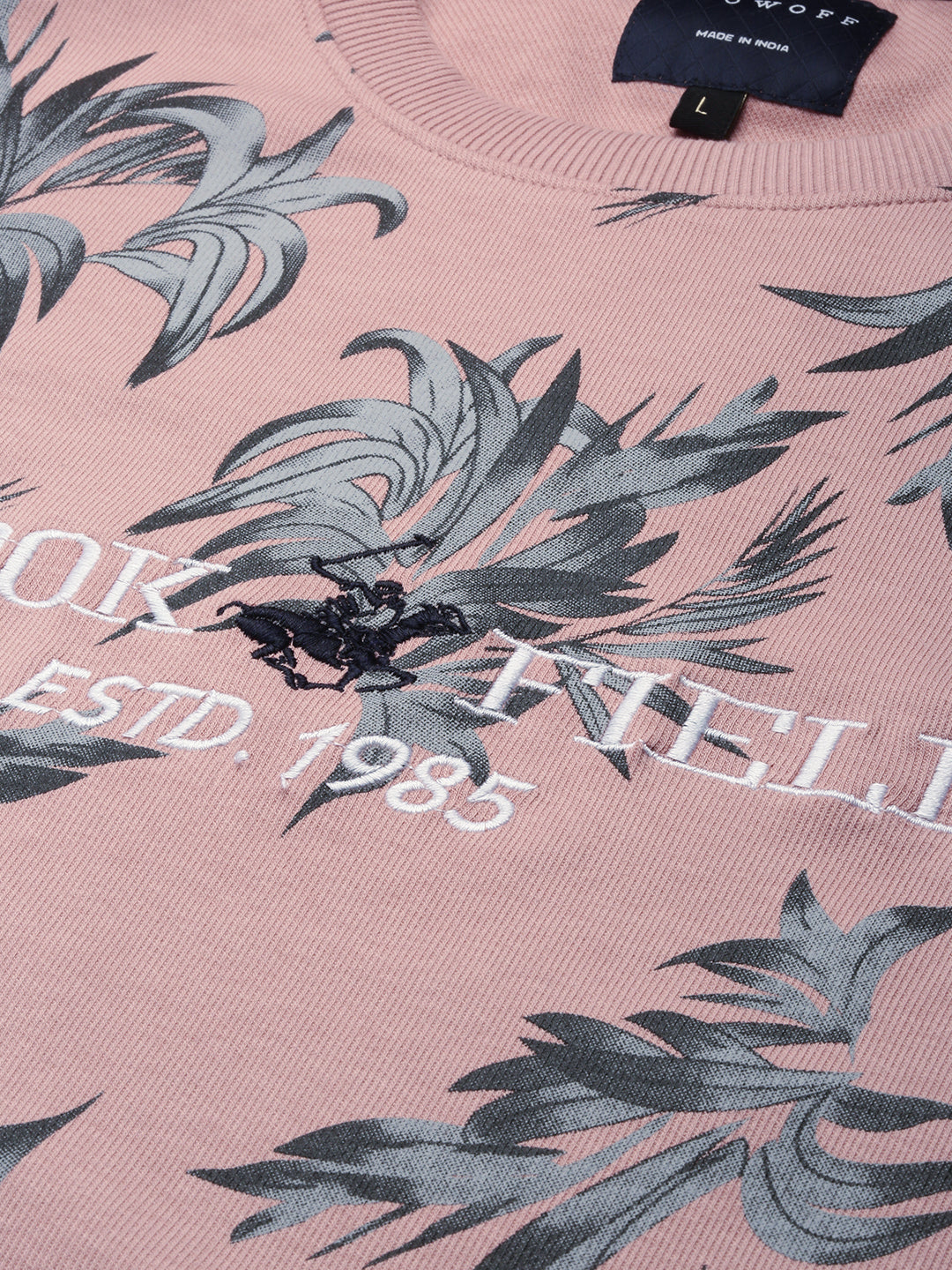 Men's Pink Printed Casual Sweatshirt