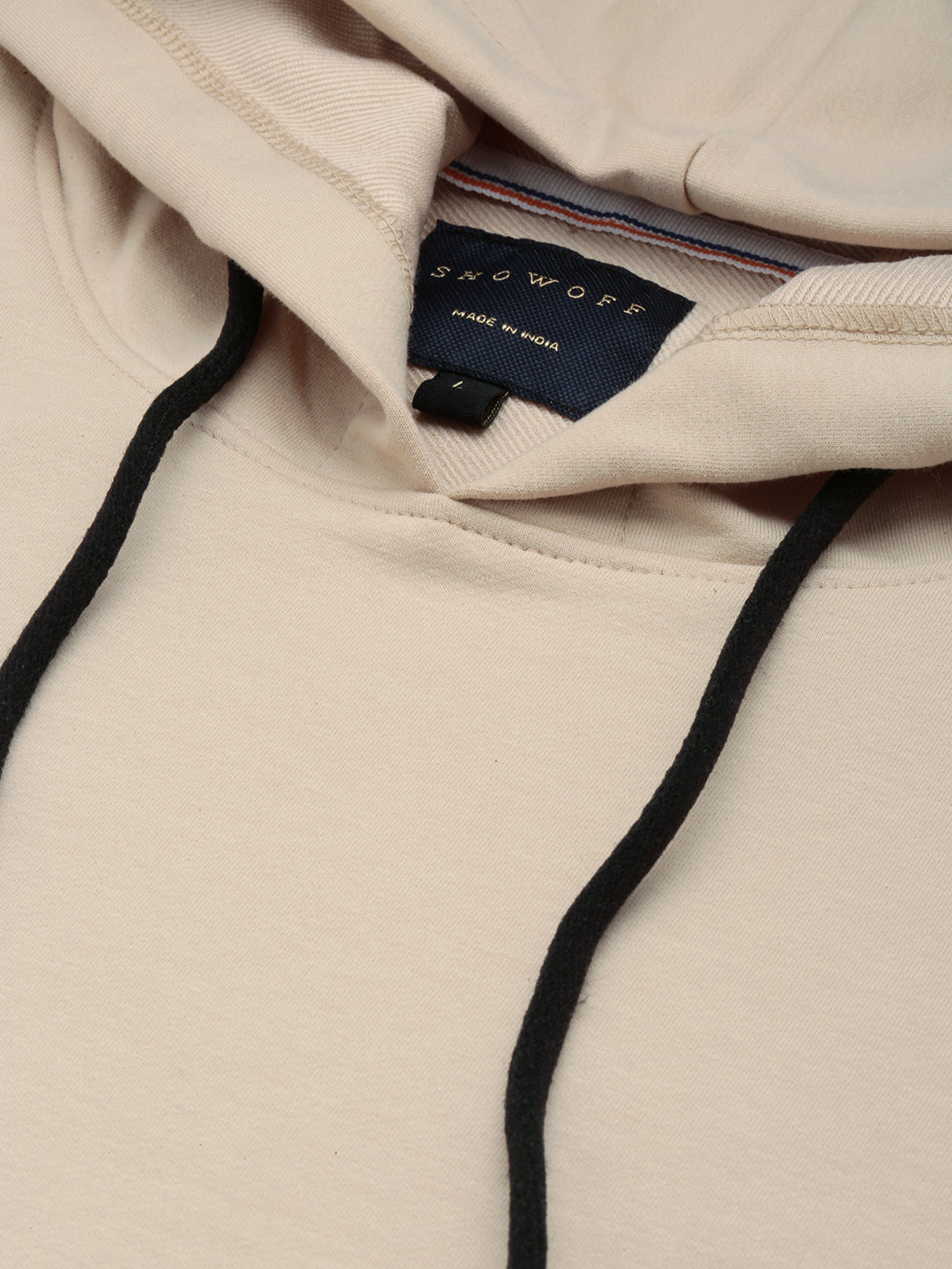 Men's Beige Solid Casual Hoodie