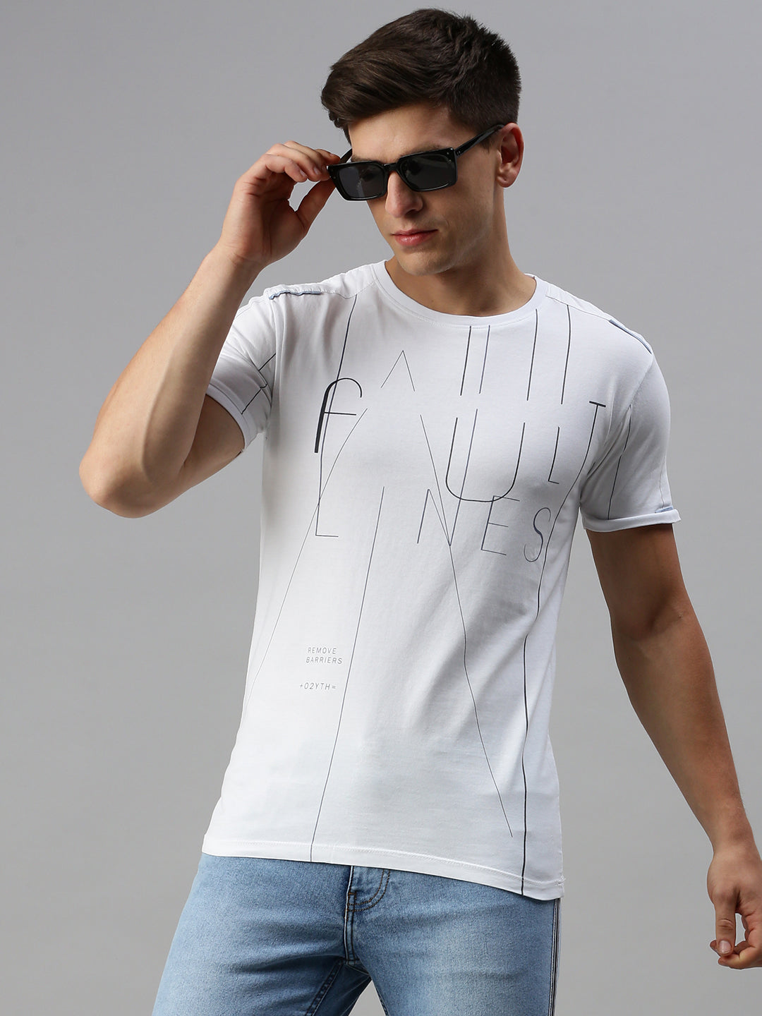 Men White Printed Casual T Shirt