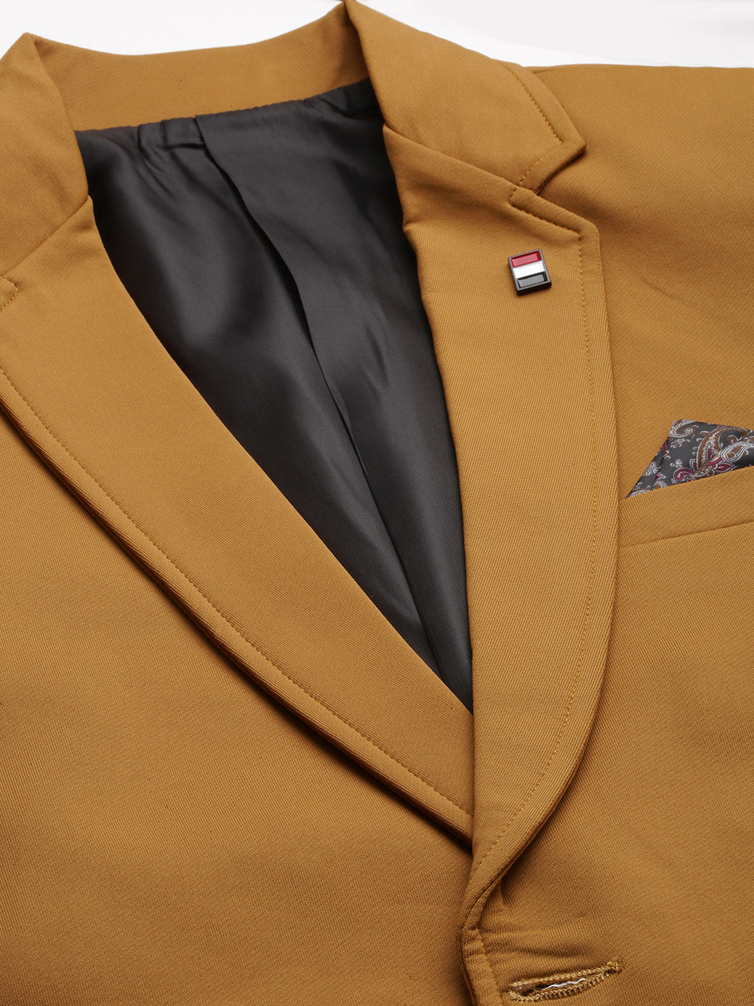 Men Gold Solid Blazer