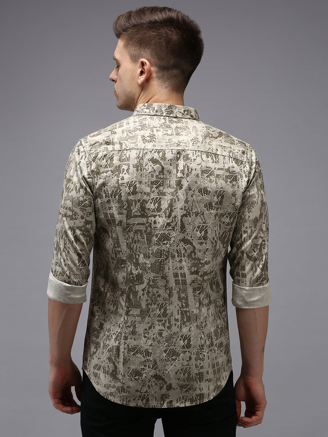 Men's Beige Printed Casual Shirt