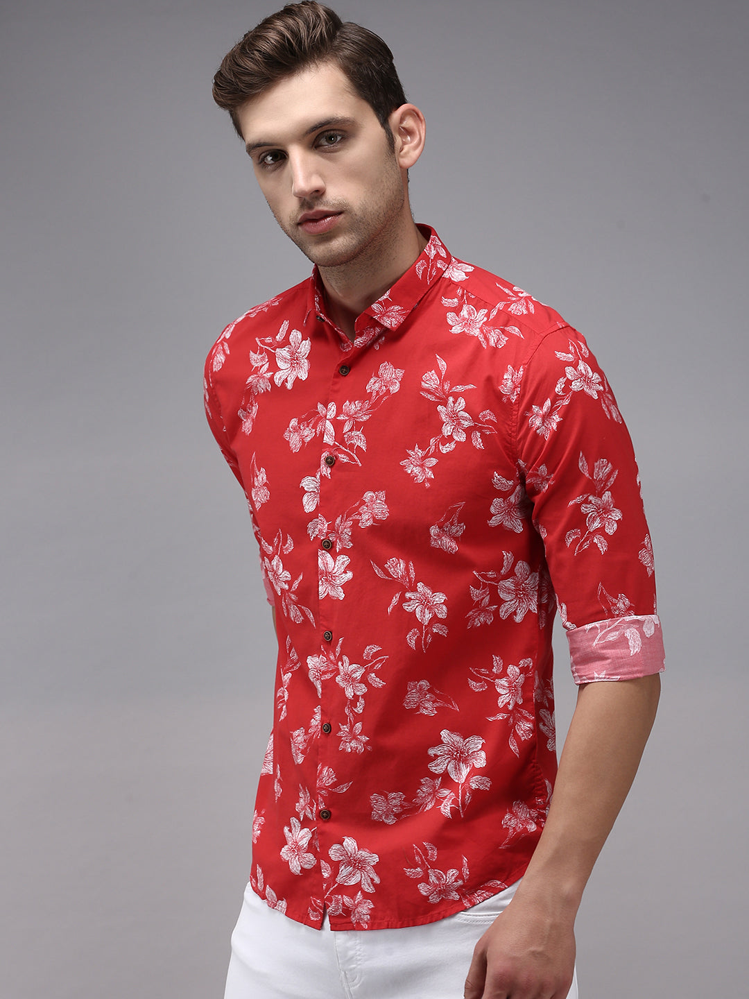 Men's Red Printed Casual Shirt