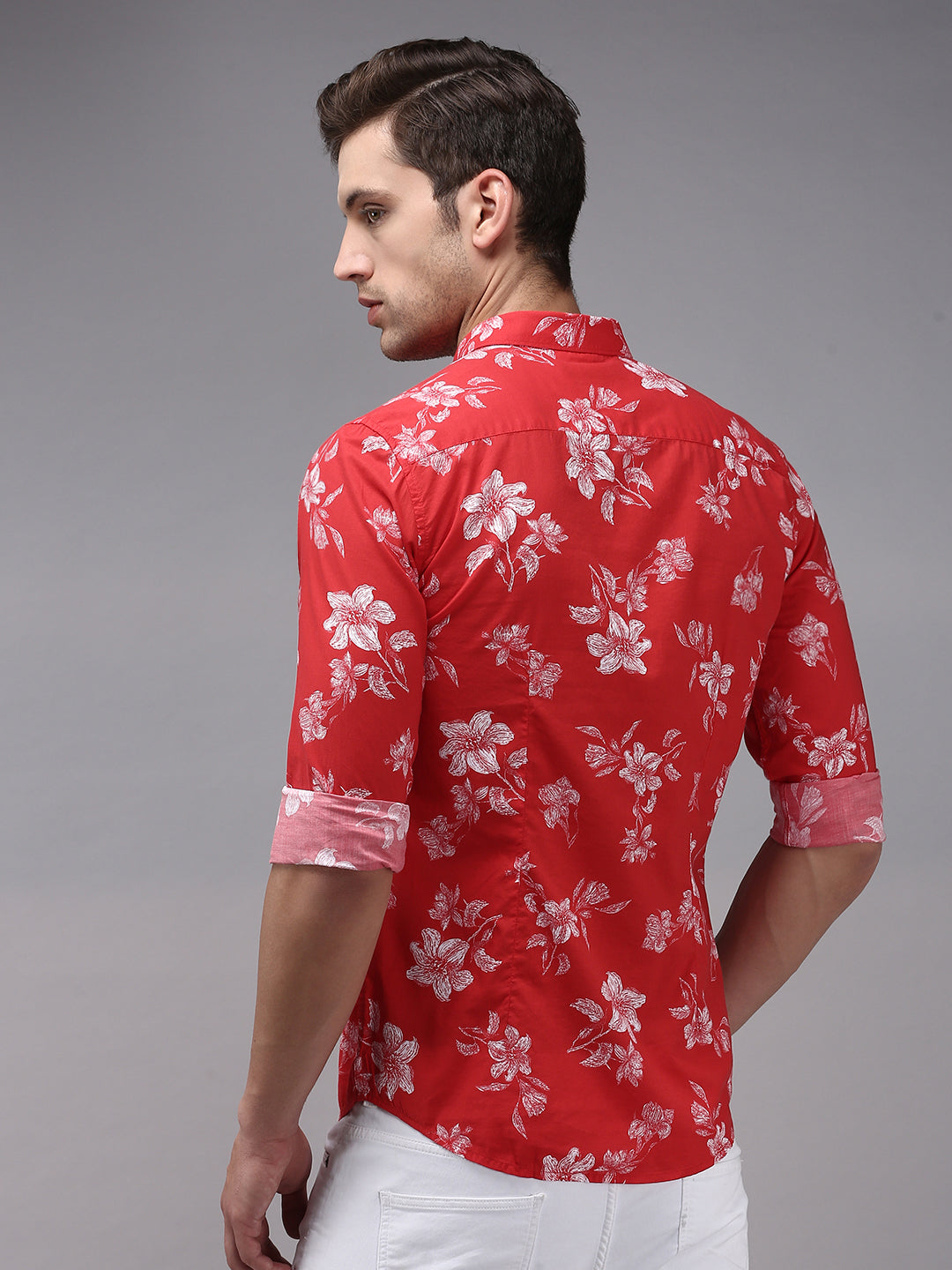 Men's Red Printed Casual Shirt