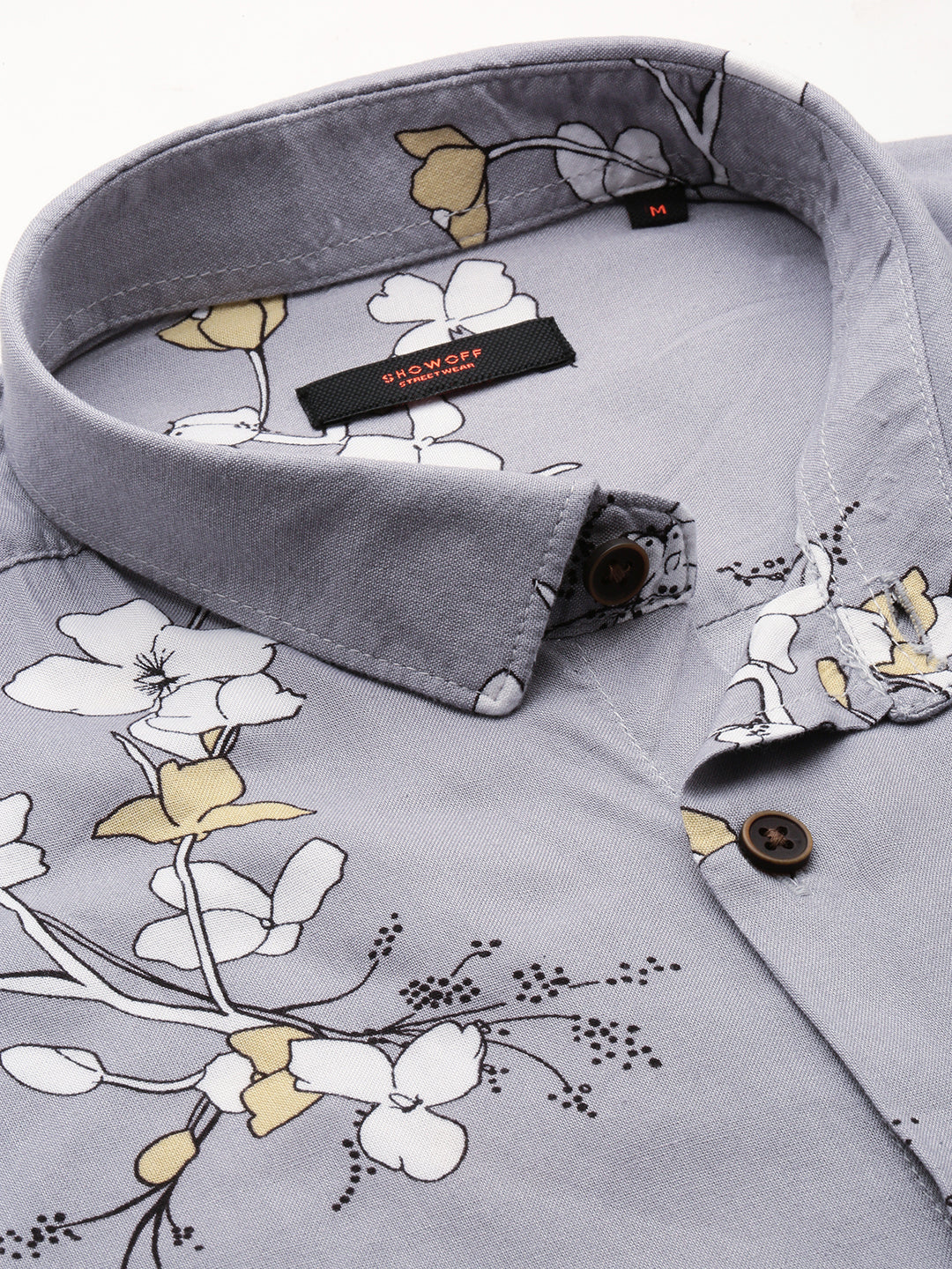 Men Grey Printed Casual Shirt