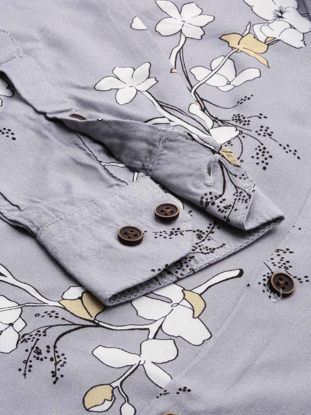 Men Grey Printed Casual Shirt