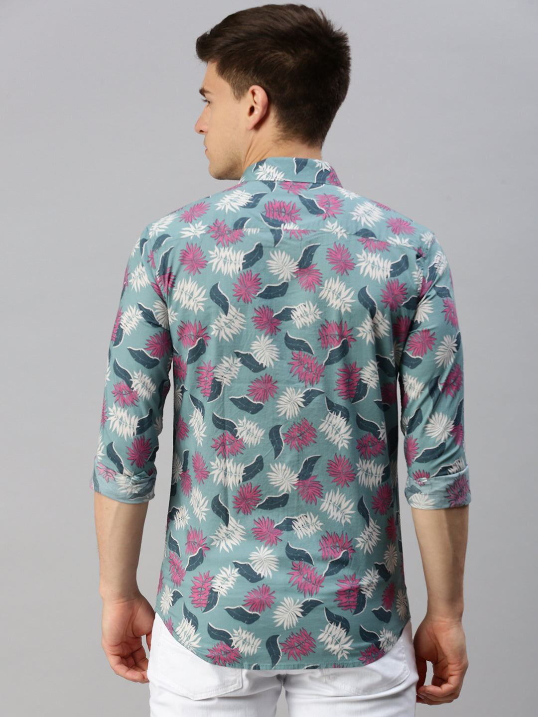 Men Green Printed Casual Shirt