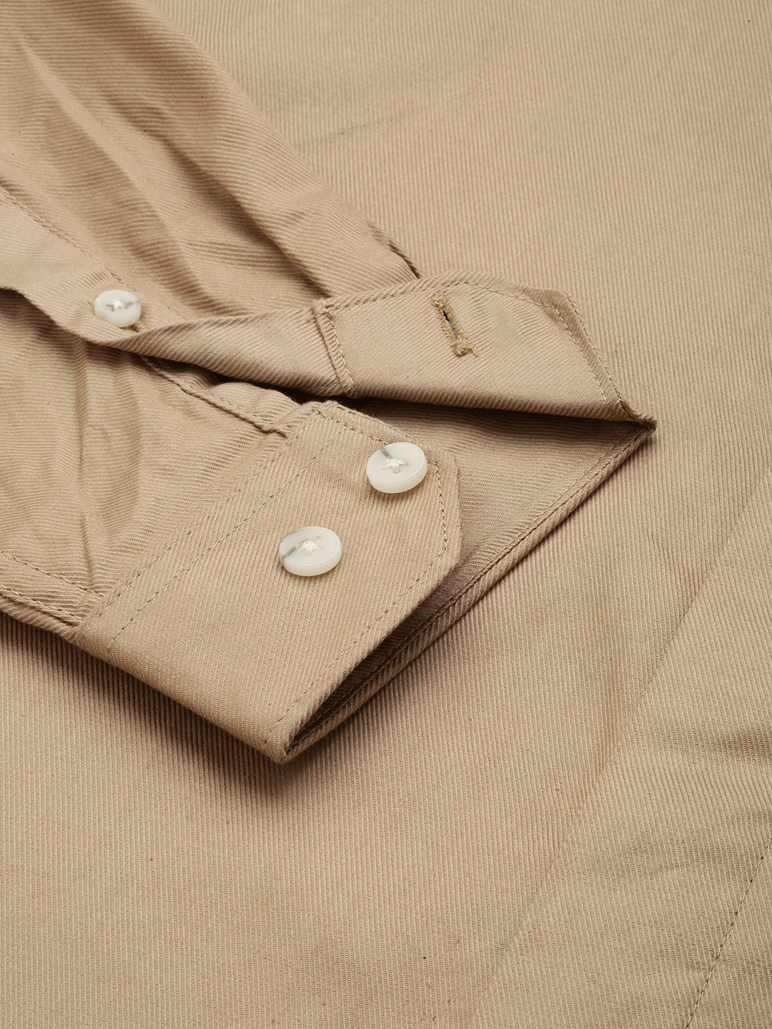 Men Khaki Solid Casual Shirt