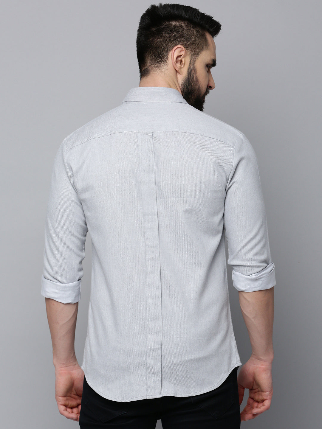 Men Grey Solid Casual Shirt