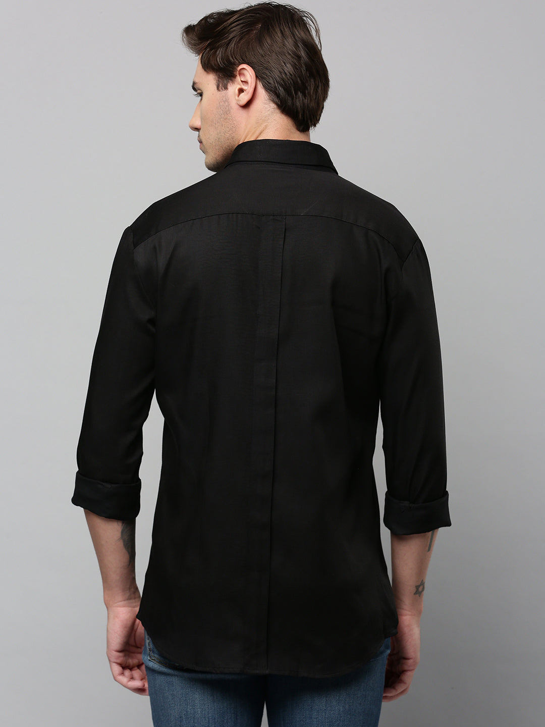 Men Black Solid Casual Shirt