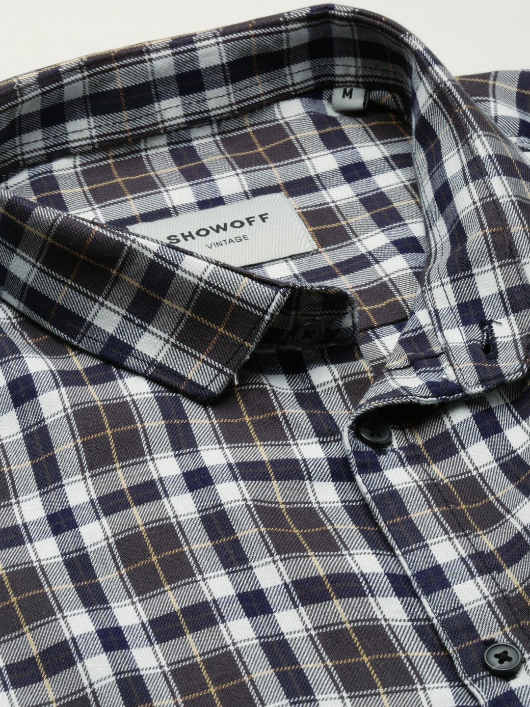 Men Navy Blue Spread Collar Tartan Checks Shirt