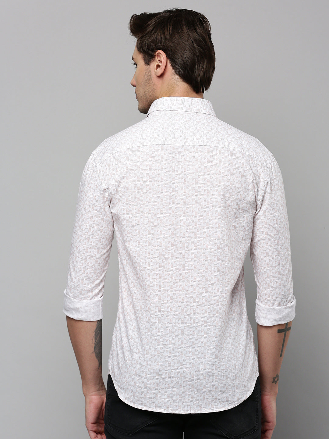 Men White Printed Casual Shirt