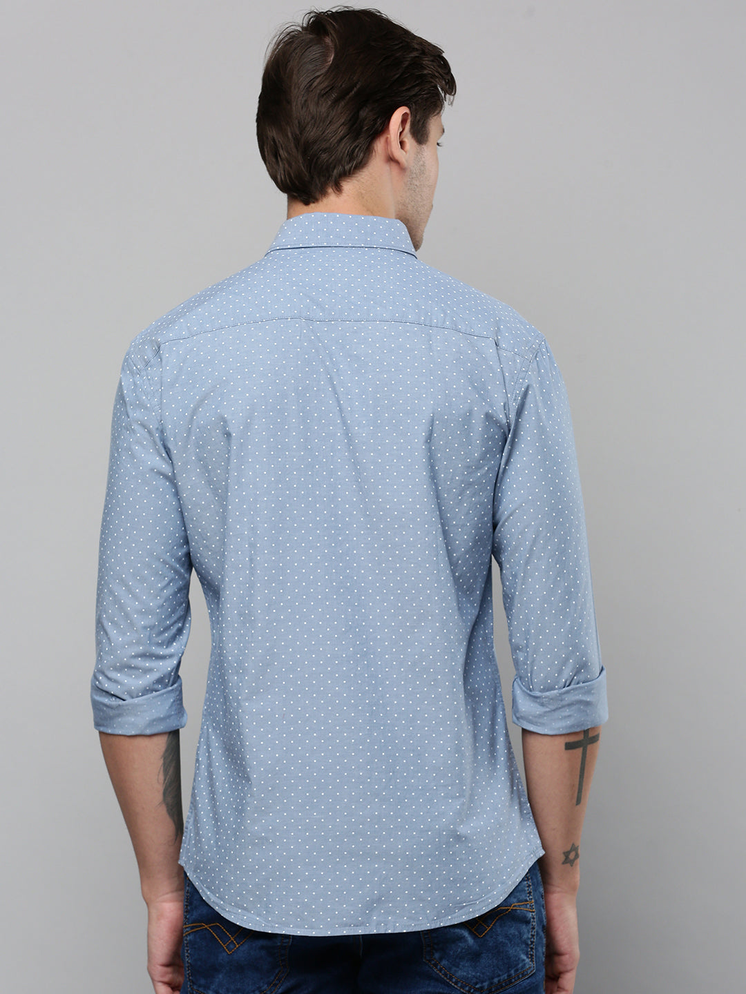 Men Blue Printed Casual Shirt