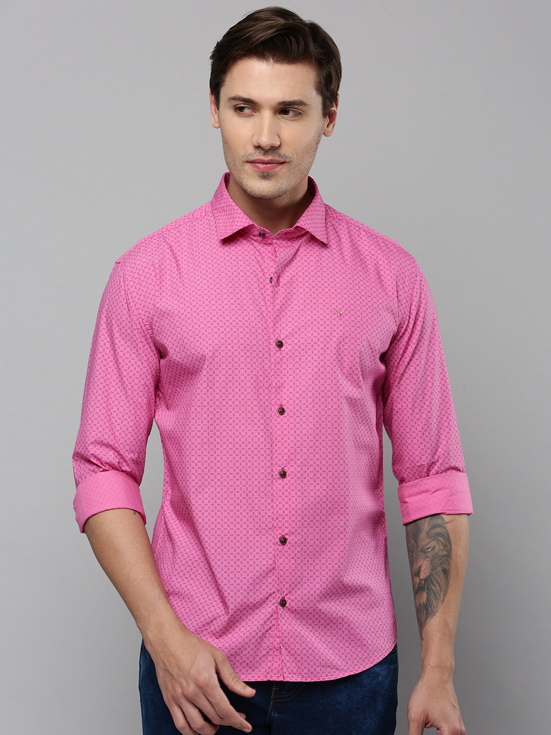 Men Pink Printed Casual Shirt