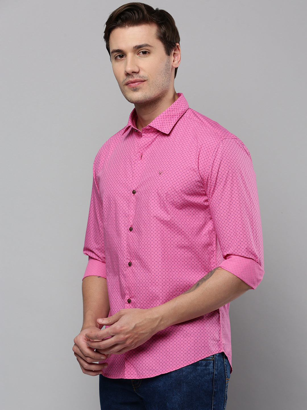 Men Pink Printed Casual Shirt