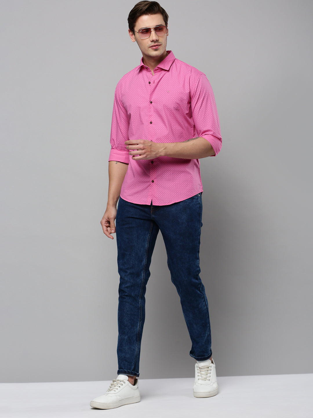 Men Pink Printed Casual Shirt